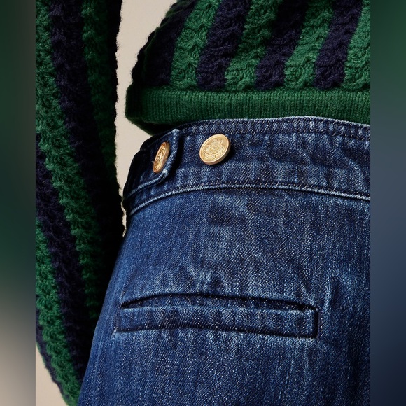 J. Crew Women’s Tapered jean with pleats 1984 rigid denim deep blue Sz 27P NWT - Picture 4 of 13